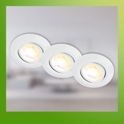 Briloner 7586036 - Conjunto com 3x luminárias de embutir para banheiro KLIRA LED/4,9W/230V 2500/3000/4000K IP23 brancas