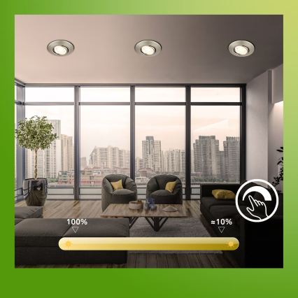 Briloner 7587032 - Conjunto de 3 luminárias LED encastráveis dimerizáveis para casa de banho KLIRA 1xLED/4,9W/230V 2500/3000/4000K IP23 cromado mate