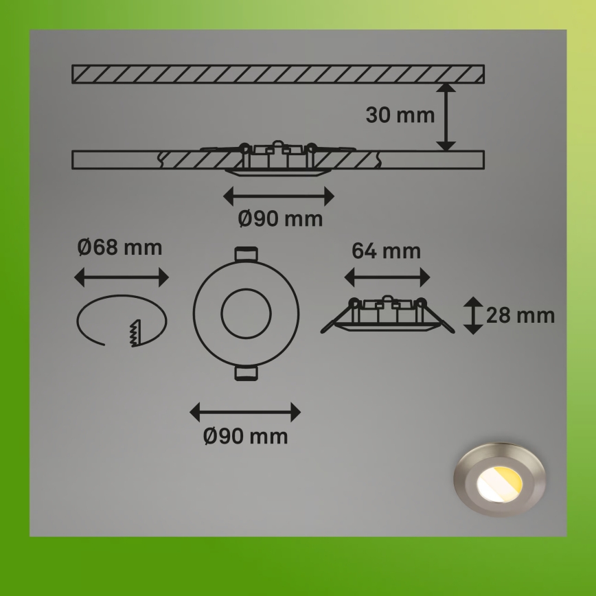 Briloner 7588032 - Conjunto de 3 luminárias LED de embutir para casa de banho KLIRA LED/4,9W/230V 2500/3000/4000K IP44 cromado mate