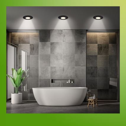 Briloner 7588035 - Conjunto de 3 luminárias encastráveis de tecto para casa de banho KLIRA LED/4,9W/230V 2500/3000/4000K IP44 pretas
