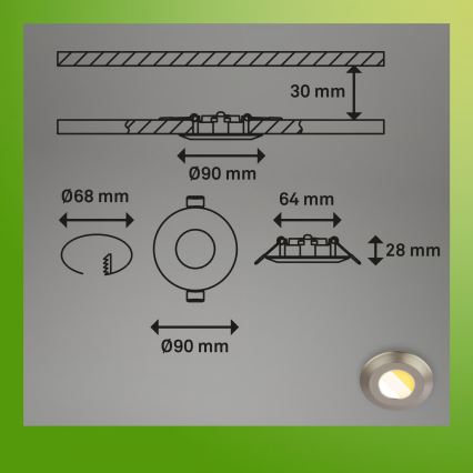 Briloner 7589032 - Conjunto 3x luminárias LED dimmerizáveis de embutir para casa de banho KLIRA 1xLED/4,9W/230V IP44 cromado mate