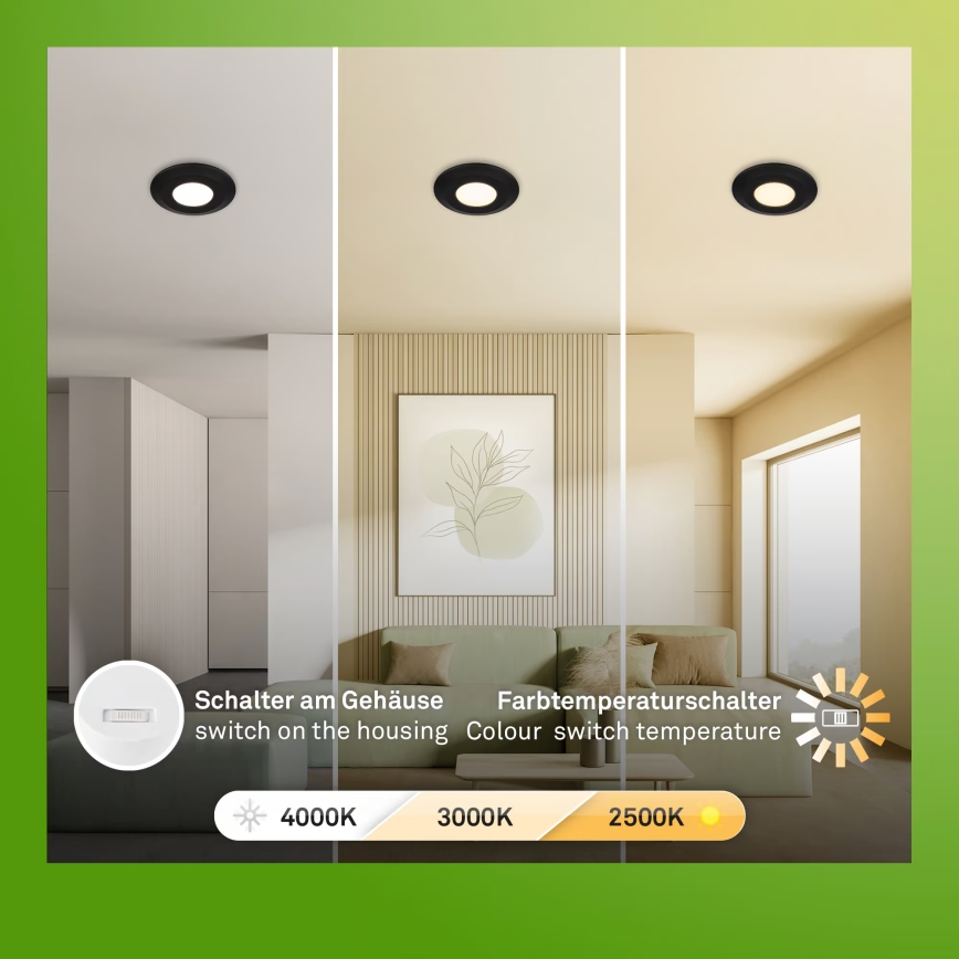 Briloner 7589035 - Conjunto de 3 spots LED dimerizáveis para casa de banho KLIRA 1xLED/4,9W/230V 2500/3000/4000K IP44 preto