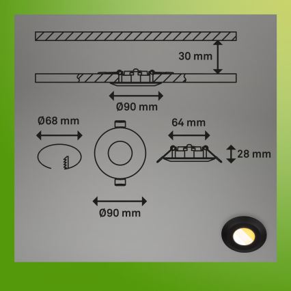 Briloner 7589035 - Conjunto 3x LED dimerizável para casa de banho, luminária encastrável KLIRA LED/4,9W/230V 2500/3000/4000K IP44 preta