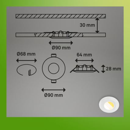 Briloner 7589036 - Conjunto de 3 spots LED dimerizáveis para casa de banho KLIRA LED/4,9W/230V 2500/3000/4000K IP44 branco