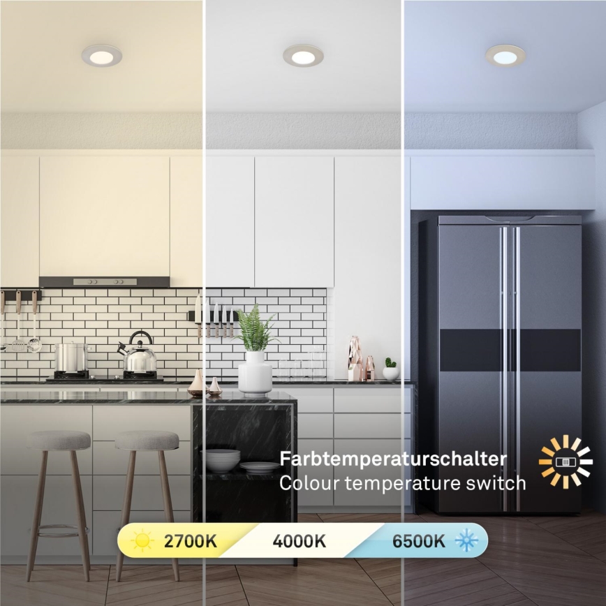 Briloner 7598032 - CONJUNTO 3x Focos de encastrar LED para casa de banho  LED/4,9W/230V IP44 2700/4000/6500K cromado mate