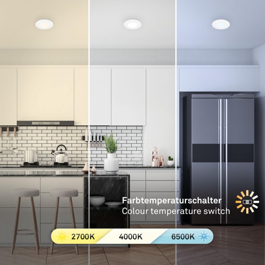 Briloner 7598036 - CONJUNTO 3x Focos de encastrar LED para casa de banho  LED/4,9W/230V IP44 2700/4000/6500K branco