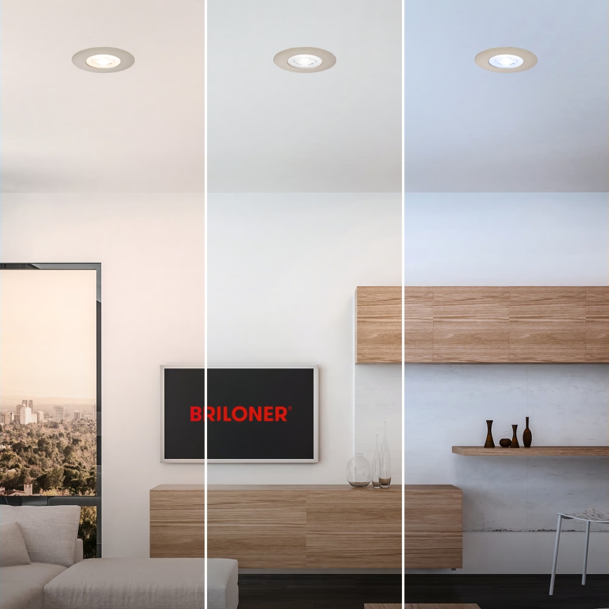 Briloner 7605032 - CONJUNTO 3xLED Luminária de teto embutida para casa de banho 3xLED/4,9W/230V 2700/4000/6500K IP44 cromo fosco