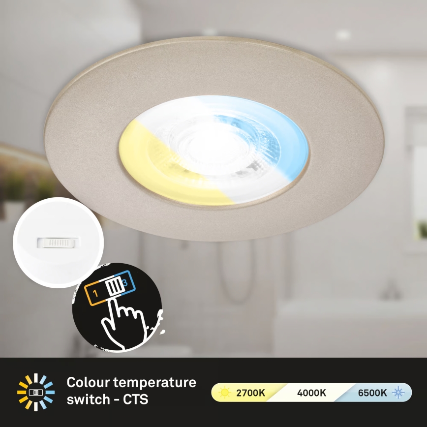 Briloner 7605032 - CONJUNTO 3xLED Luminária de teto embutida para casa de banho 3xLED/4,9W/230V 2700/4000/6500K IP44 cromo fosco