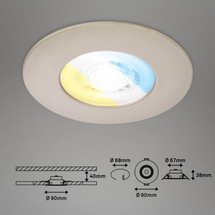 Briloner 7605032 - CONJUNTO 3xLED Luminária de teto embutida para casa de banho 3xLED/4,9W/230V 2700/4000/6500K IP44 cromo fosco