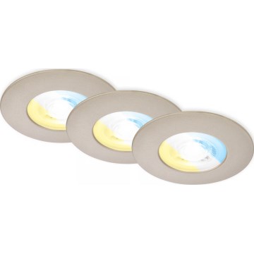 Briloner 7605032 - CONJUNTO 3xLED Luminária de teto embutida para casa de banho 3xLED/4,9W/230V 2700/4000/6500K IP44 cromo fosco