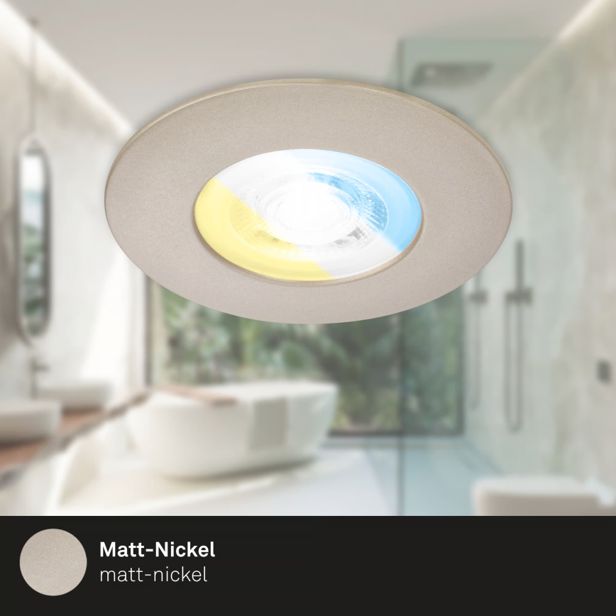 Briloner 7605032 - Conjunto de 3 luminárias LED de encastrar para casa de banho LED/4,9W/230V 2700/4000/6500K IP44 cromo mate