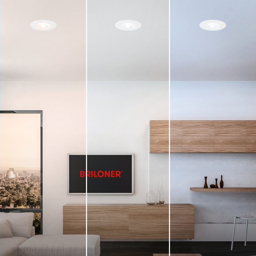 Briloner 7605036 - CONJUNTO 3xLED Luminária de teto embutida para casa de banho 3xLED/4,9W/230V 2700/4000/6500K IP44 branca