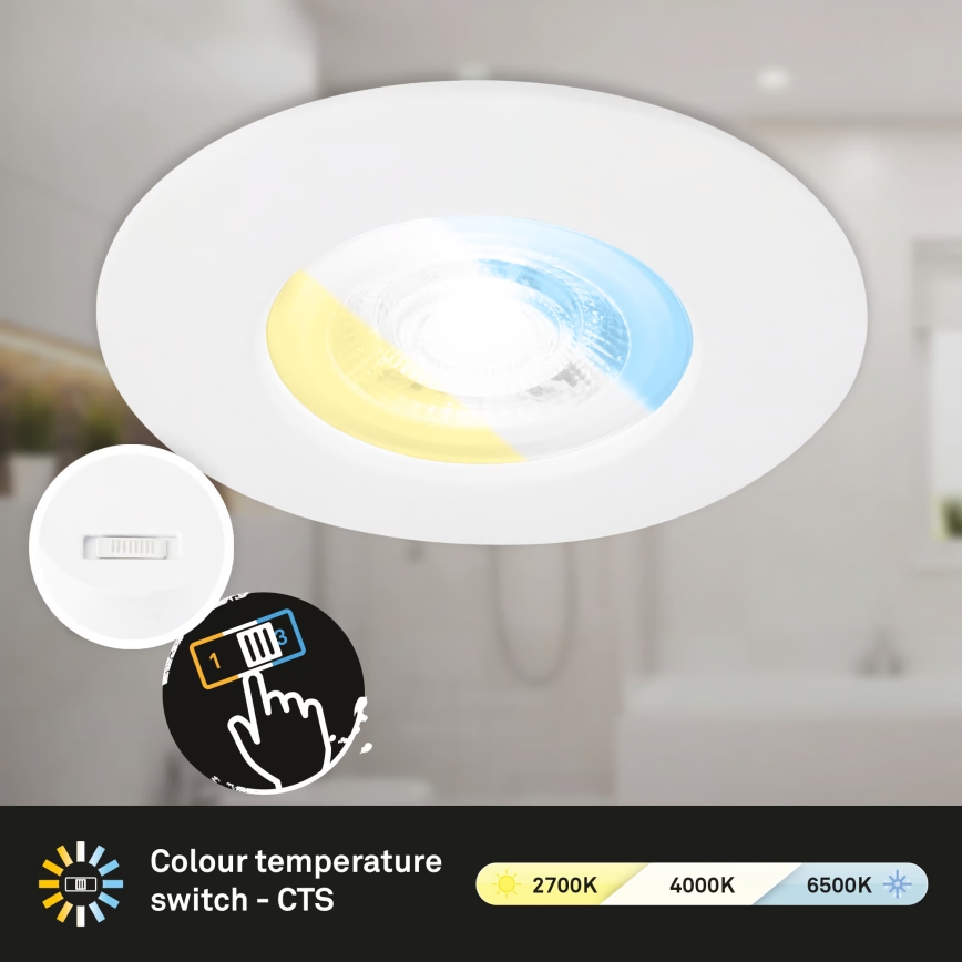 Briloner 7605036 - CONJUNTO 3xLED Luminária de teto embutida para casa de banho 3xLED/4,9W/230V 2700/4000/6500K IP44 branca