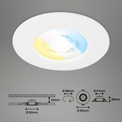 Briloner 7605036 - CONJUNTO 3xLED Luminária de teto embutida para casa de banho 3xLED/4,9W/230V 2700/4000/6500K IP44 branca