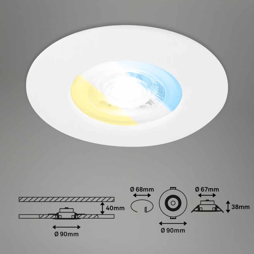 Briloner 7605036 - CONJUNTO 3xLED Luminária de teto embutida para casa de banho 3xLED/4,9W/230V 2700/4000/6500K IP44 branca