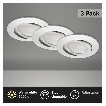 Briloner 8309-039 - CONJUNTO 3x Foco de encastrar de casa de banho LED com regulação LED/5W/230V IP23