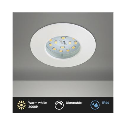 Briloner 8316-016 - Luminária de embutir para casa de banho LED regulável, LED/5,5W/230V IP44, branca