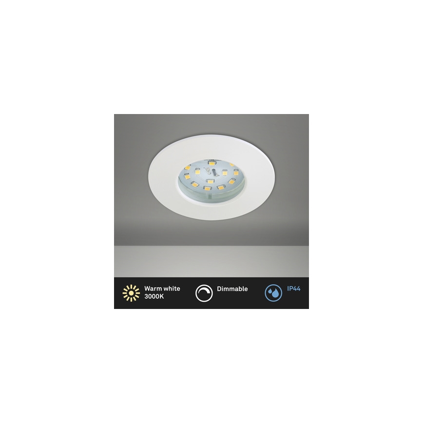 Briloner 8316-016 - Luminária de embutir para casa de banho LED regulável, LED/5,5W/230V IP44, branca