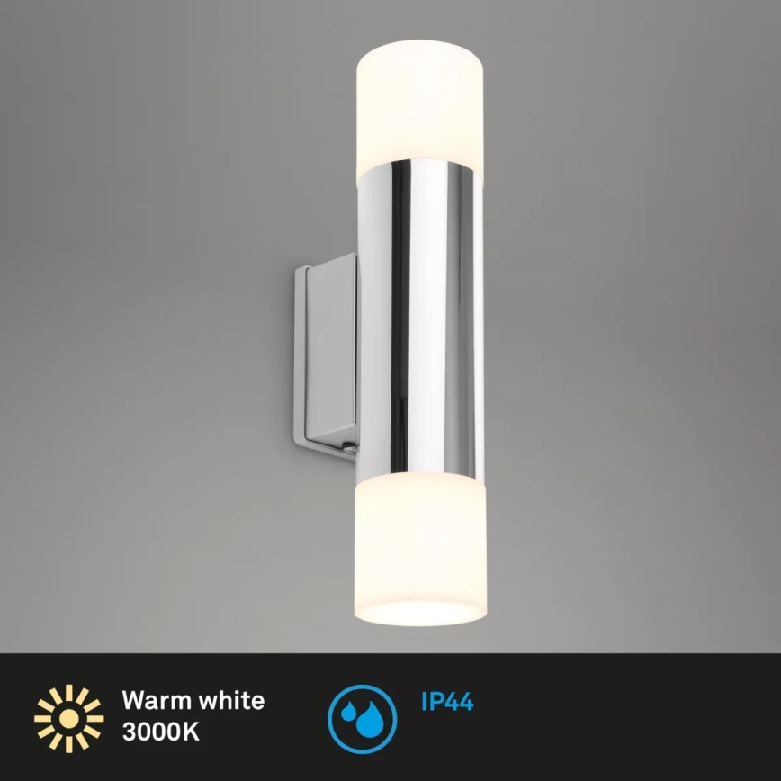 Briloner - Aplique de parede LED para casa de banho 2xGU10/4,8W/230V IP44 3000K cromado brilhante
