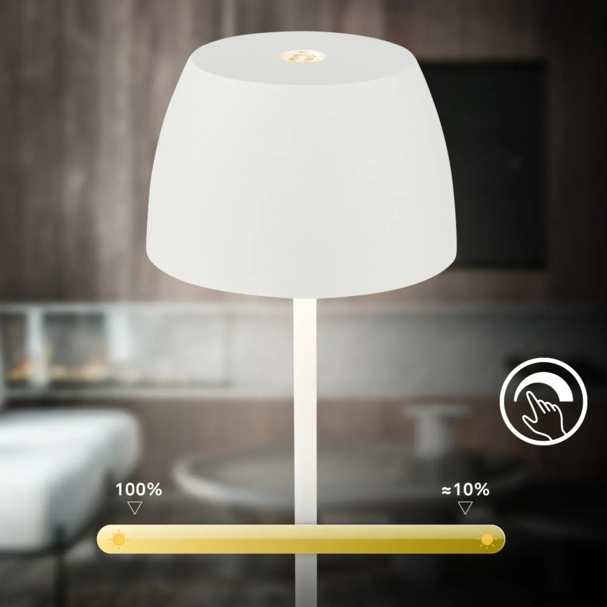 Briloner  - LED dimerizável recarregável tátil para exterior lâmpada de mesa MINI LED/2,5W/5V IP44 1800 mAh branca