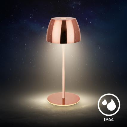 Briloner - Candeeiro de Mesa MINI LED para Exterior, Tátil, Recarregável e Regulável, LED/2,5W/5V IP44 1800 mAh, Cobre