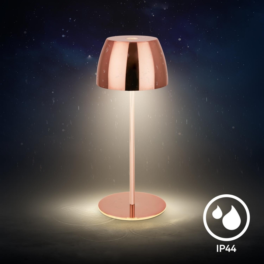 Briloner - Candeeiro de Mesa MINI LED para Exterior, Tátil, Recarregável e Regulável, LED/2,5W/5V IP44 1800 mAh, Cobre