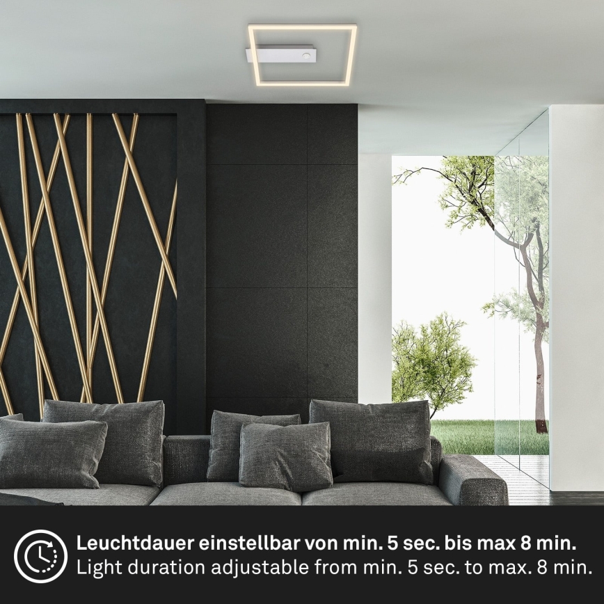 Briloner - Luminária de teto LED com sensor de movimento e de crepúsculo FRAME LED/14W/230V 3000K 30x32 cm cromado fosco