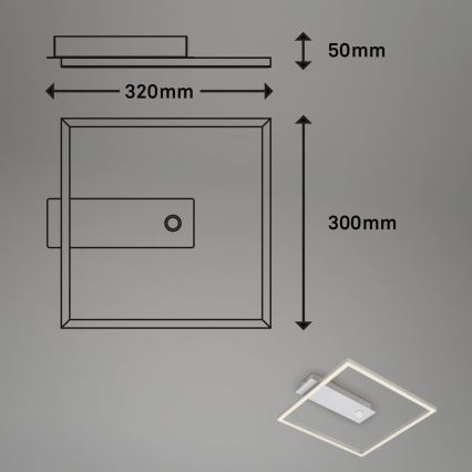 Briloner - Luminária de teto LED com sensor de movimento e de crepúsculo FRAME LED/14W/230V 3000K 30x32 cm cromado fosco