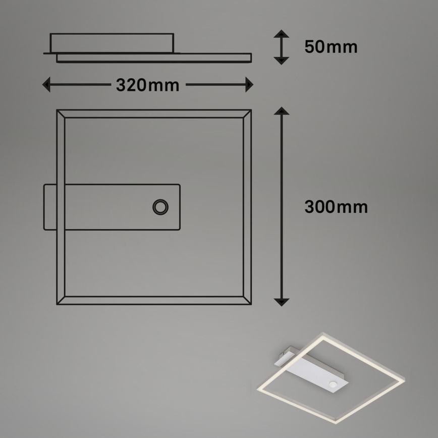 Briloner - Luminária de teto LED com sensor de movimento e de crepúsculo FRAME LED/14W/230V 3000K 30x32 cm cromado fosco