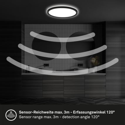 Briloner - Candeeiro de tecto LED para casa de banho com sensor de movimento MOVE LED/18W/230V IP44 Ø 29 cm branco