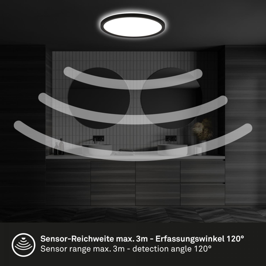 Briloner - Candeeiro de tecto LED para casa de banho com sensor de movimento MOVE LED/18W/230V IP44 Ø 29 cm branco