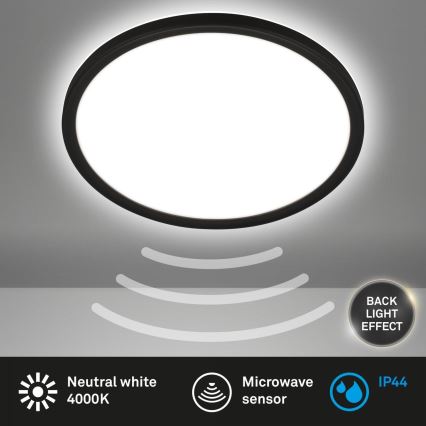 Briloner - Candeeiro de tecto LED para casa de banho com sensor de movimento MOVE LED/18W/230V IP44 Ø 29 cm branco