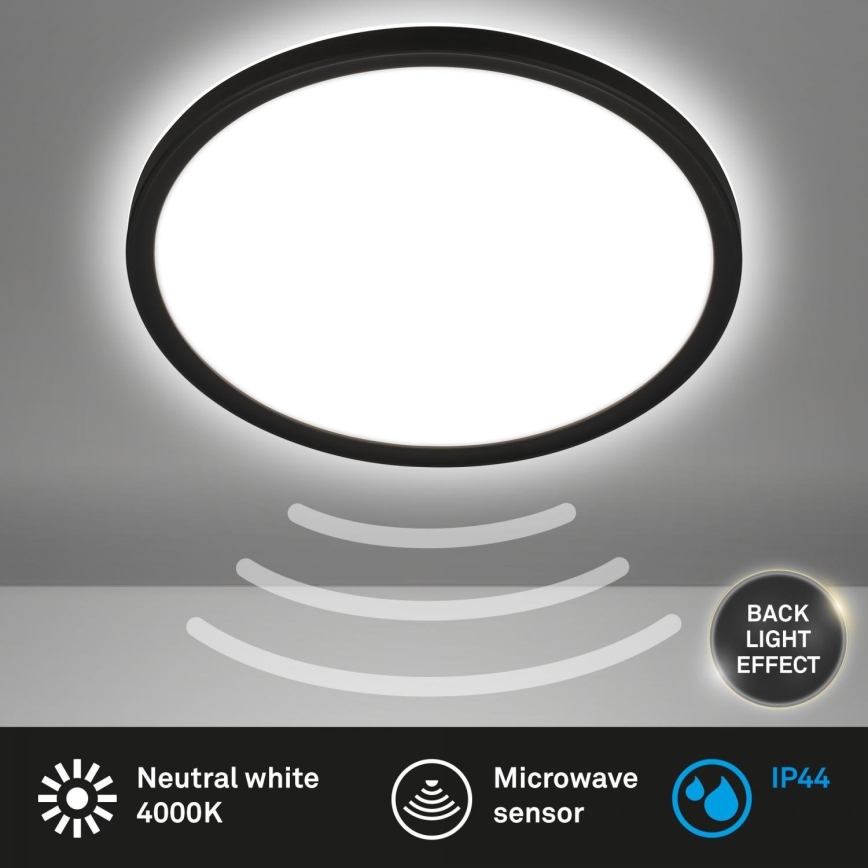 Briloner - Candeeiro de tecto LED para casa de banho com sensor de movimento MOVE LED/18W/230V IP44 Ø 29 cm branco