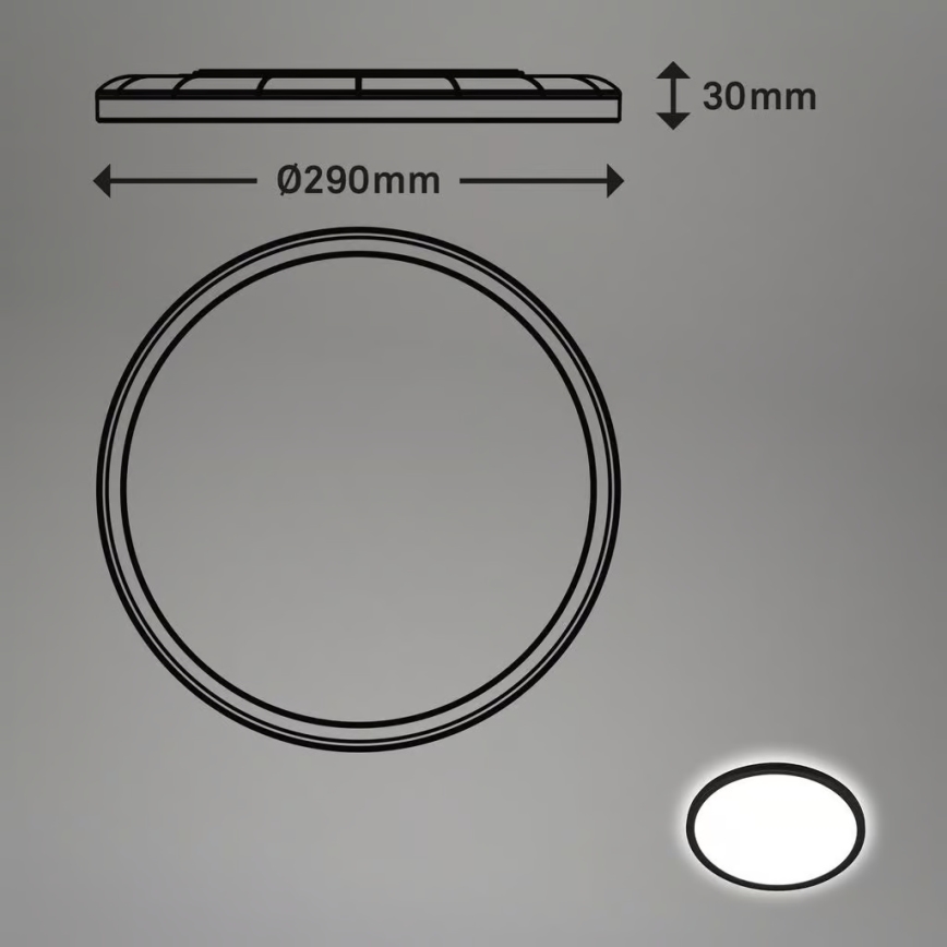 Briloner - Luminária de teto para casa de banho com sensor de movimento MOVE LED/18W/230V IP44 Ø 29 cm preta