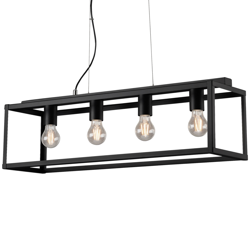Briloner - Candelabro suspenso BLACK STEEL 4xE27/40W/230V