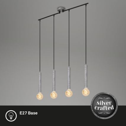 Briloner - Candelabro suspenso LONGA 4xE27/60W/230V prateado