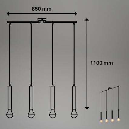 Briloner - Candelabro suspenso LONGA 4xE27/60W/230V preto