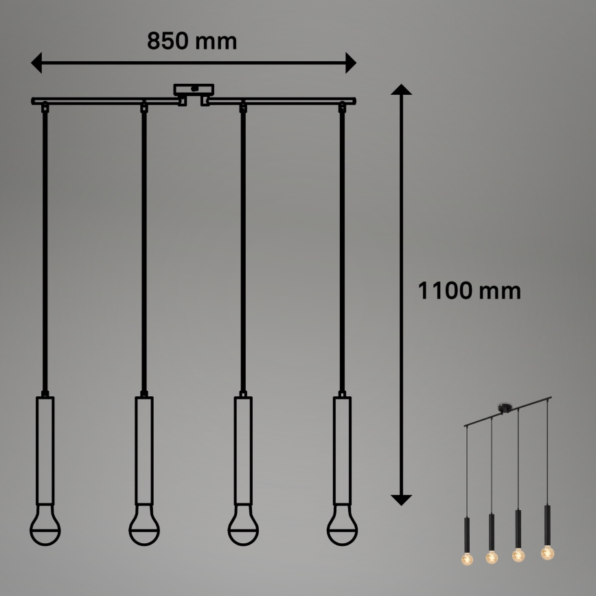 Briloner - Candelabro suspenso LONGA 4xE27/60W/230V preto