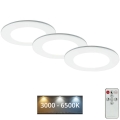 Briloner - CONJUNTO 3x Foco de encastrar de casa de banho LED com regulação LED/4,8W/230V 3000-6500K IP44 + controlo remoto
