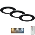 Briloner - CONJUNTO 3x Foco de encastrar de casa de banho LED com regulação LED/4,8W/230V 3000-6500K IP44 + controlo remoto