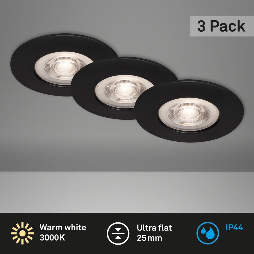 Briloner - CONJUNTO 3x Foco de encastrar de casa de banho LED LED/4,9W/230V IP44 preto