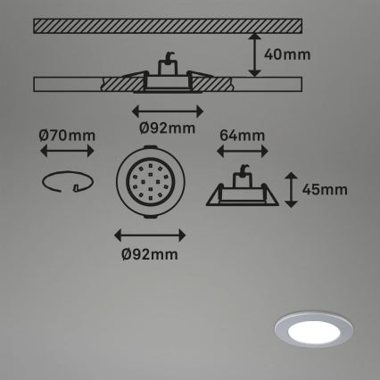Briloner - CONJUNTO 3x LED RGBW Foco de encastrar de casa de banho com regulação LED/4,8W/230V 3000-6500K IP65 + controlo remoto