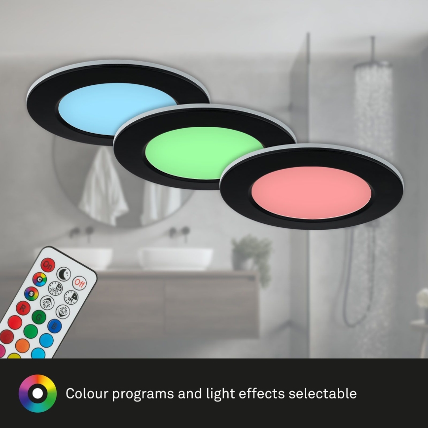 Briloner - CONJUNTO 3x LED RGBW Foco de encastrar de casa de banho com regulação LED/4,8W/230V 3000-6500K IP65 + controlo remoto