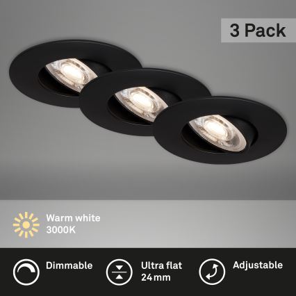 Briloner - CONJUNTO 3x Iluminação de casa de banho LED com regulação LED/4,9W/230V IP23