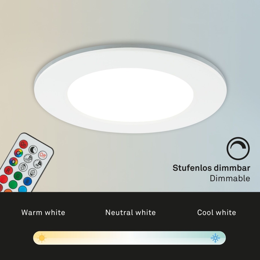 Briloner - CONJUNTO de 3 luminárias embutidas para banheiro RGBW LED dimmerizáveis LED/4,8W/230V 3000-6500K IP65 + controlo remoto