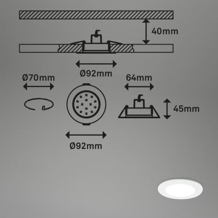 Briloner - CONJUNTO de 3 luminárias embutidas para banheiro RGBW LED dimmerizáveis LED/4,8W/230V 3000-6500K IP65 + controlo remoto