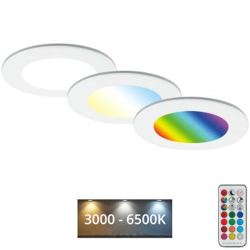Briloner - CONJUNTO de 3 luminárias embutidas para banheiro RGBW LED dimmerizáveis LED/4,8W/230V 3000-6500K IP65 + controlo remoto