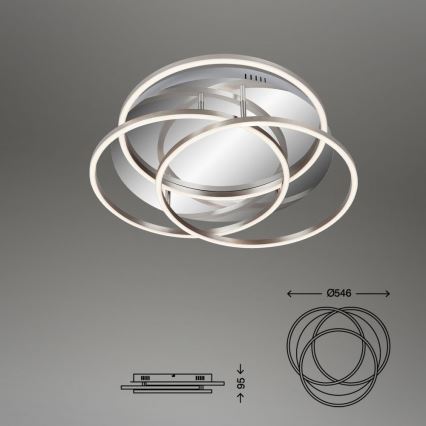 Briloner - Iluminação de teto LED com regulação FRAMES LED/60W/230V cromado brilhante