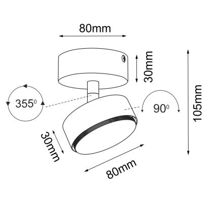 Brosline - Candeeiro de tecto orientável 1xGX53/9W/230V branco