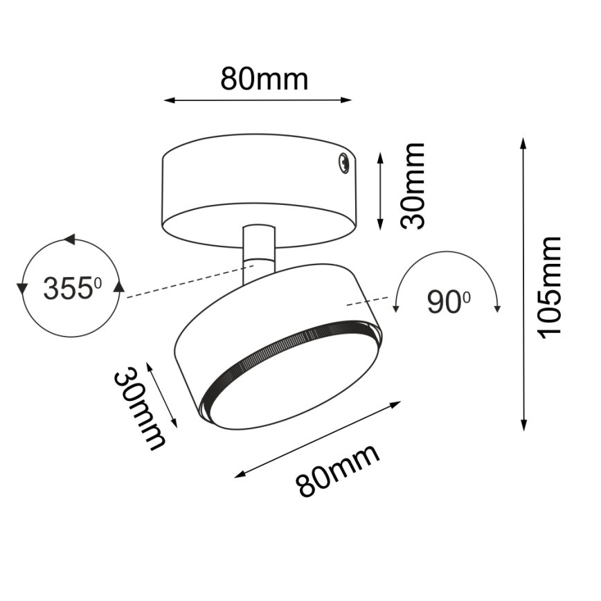 Brosline - Candeeiro de tecto orientável 1xGX53/9W/230V branco